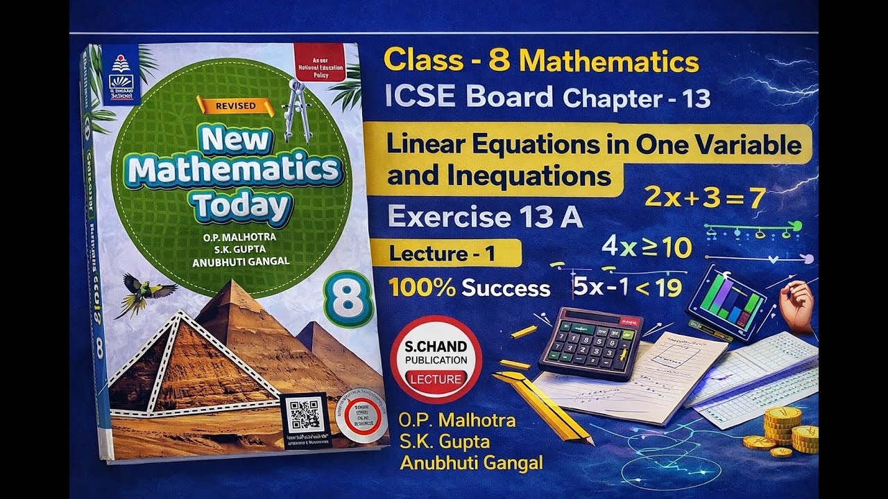 LINEAR EQUATIONS IN ONE VARIABLE AND INEQUATIONS |CHAPTER - 13 | EXERCISE 13A | CLASS 8 | ICSE BOARD