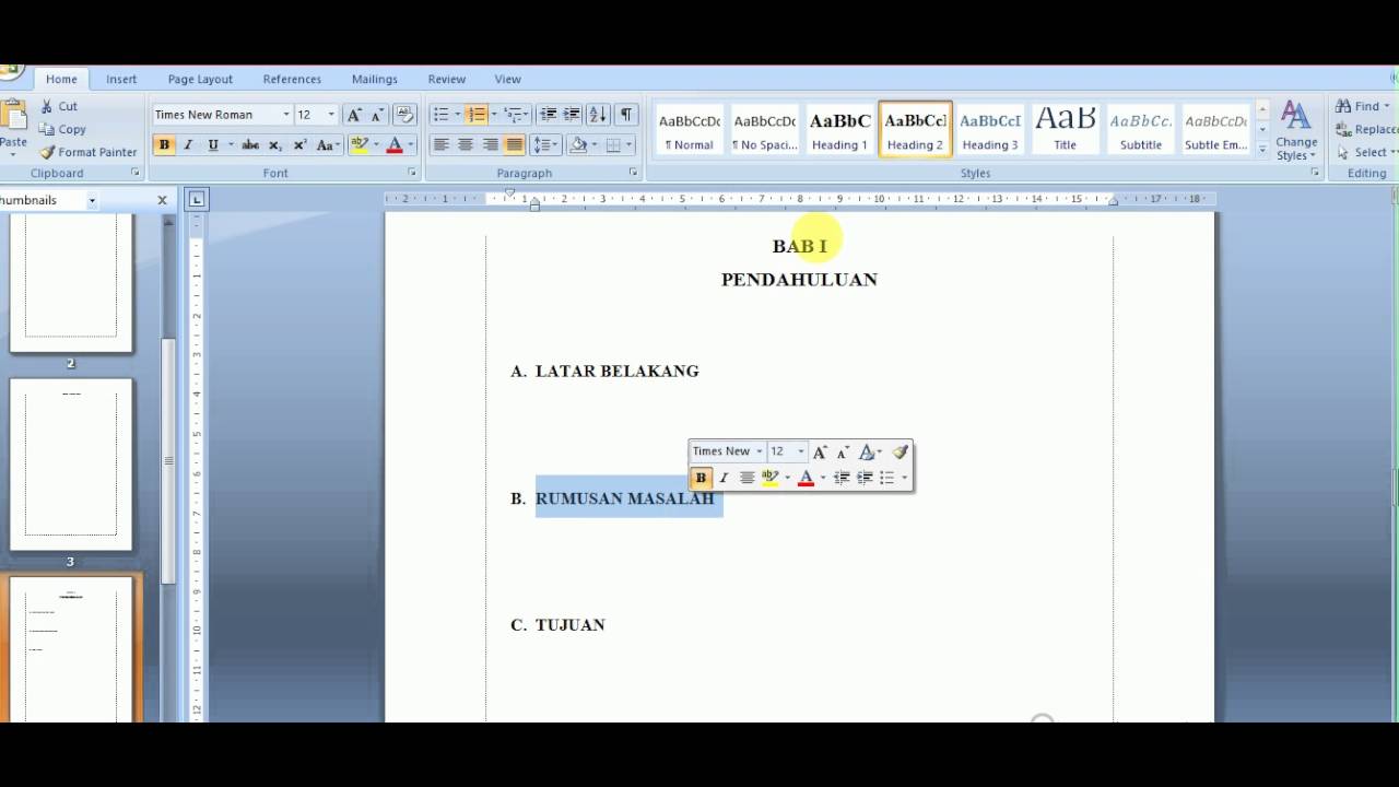 Tutorial Membuat Dan Menghapus Daftar Isi Dengan Menggunakan Microsoft Word Youtube