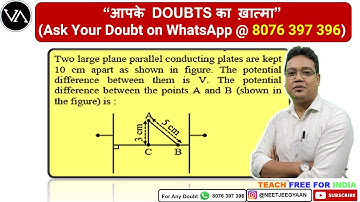 Two large plane parallel conducting plates are kept 10 cm apart as shown in figure. The potential