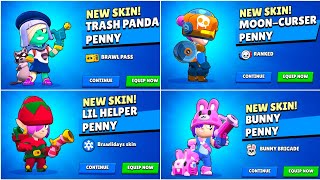 PENNY ALL SKINS UNLOCK ANIMATIONS | Brawl stars