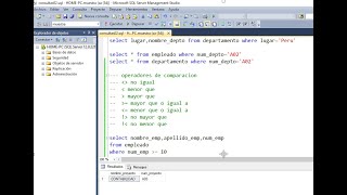 SELECT - OPERADORES COMPARACIÓN - SQL Server Management Studio - Parte 21