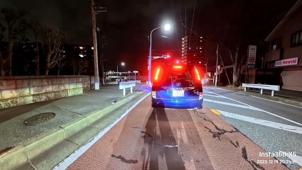 【Insta360X5】2025/12/19(金)夜のバイク走行動画（４倍速）