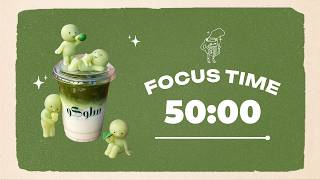 💚Study with Me | Classic Matcha Latte with Smiski| 50/10 Timer | Chill Lo-fi 🎶  4 Hour Focus Session