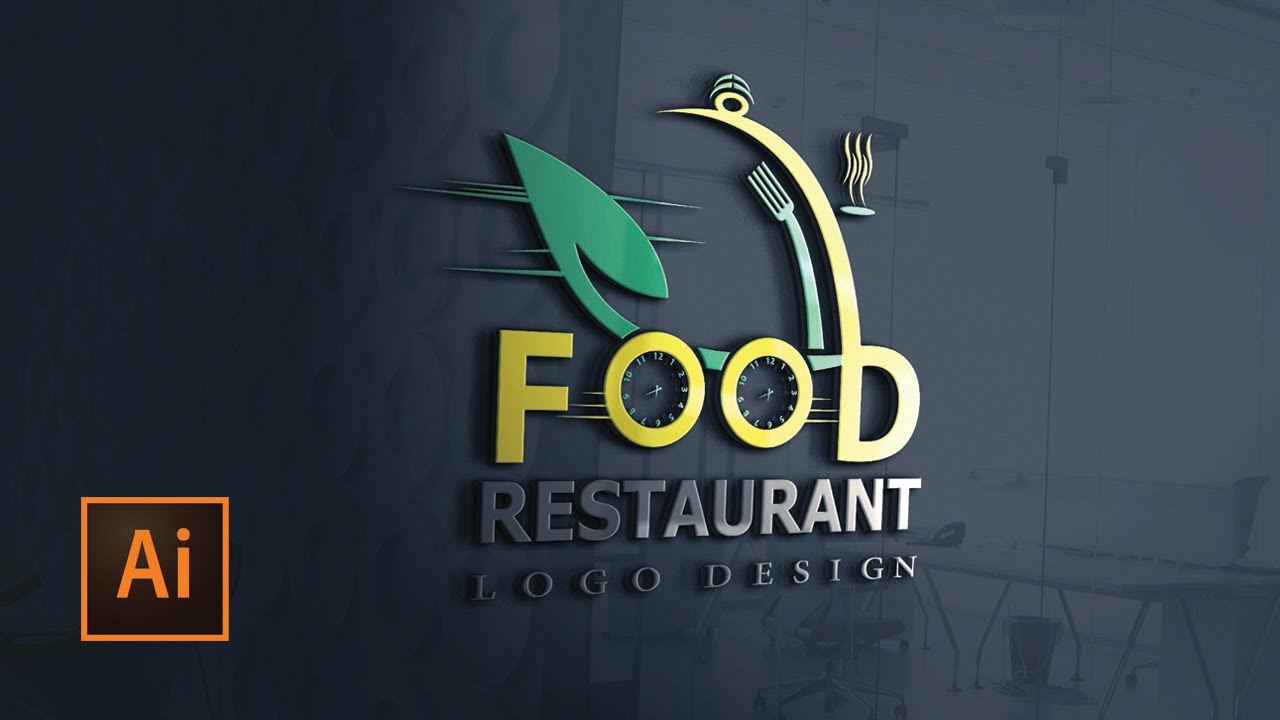 Adobe illustrator CC Tutorial || FOOD RESTAURANT LOGO DESIGN || 3D