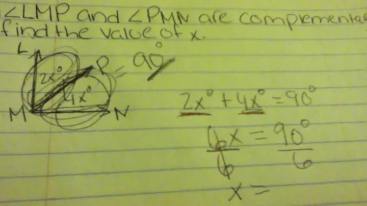 Finding the value of X in complementary angles for geometry