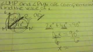 Finding the value of X in complementary angles for geometry