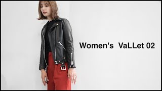 【ライダース女子】ウィメンズのVaLLet 02の着用イメージです。レザージャケット　レディース