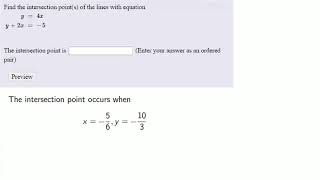 Finding the intersection point of two lines (solution by substitution method)