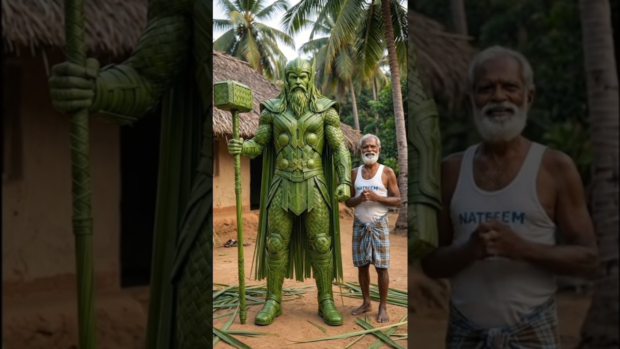 THOR Statue Made in Village ⚡🔥 | Coconut Leaves Art 