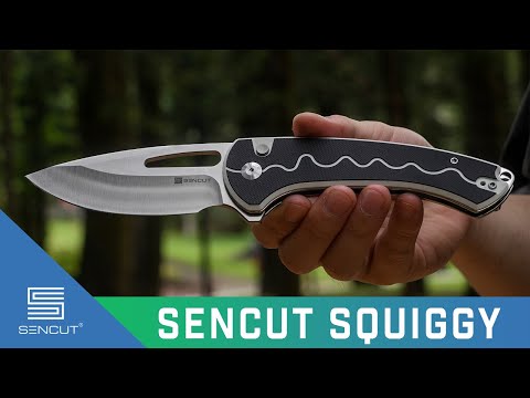 SENCUT Squiggy Flipper & Thumb Hole & Button Lock Knife