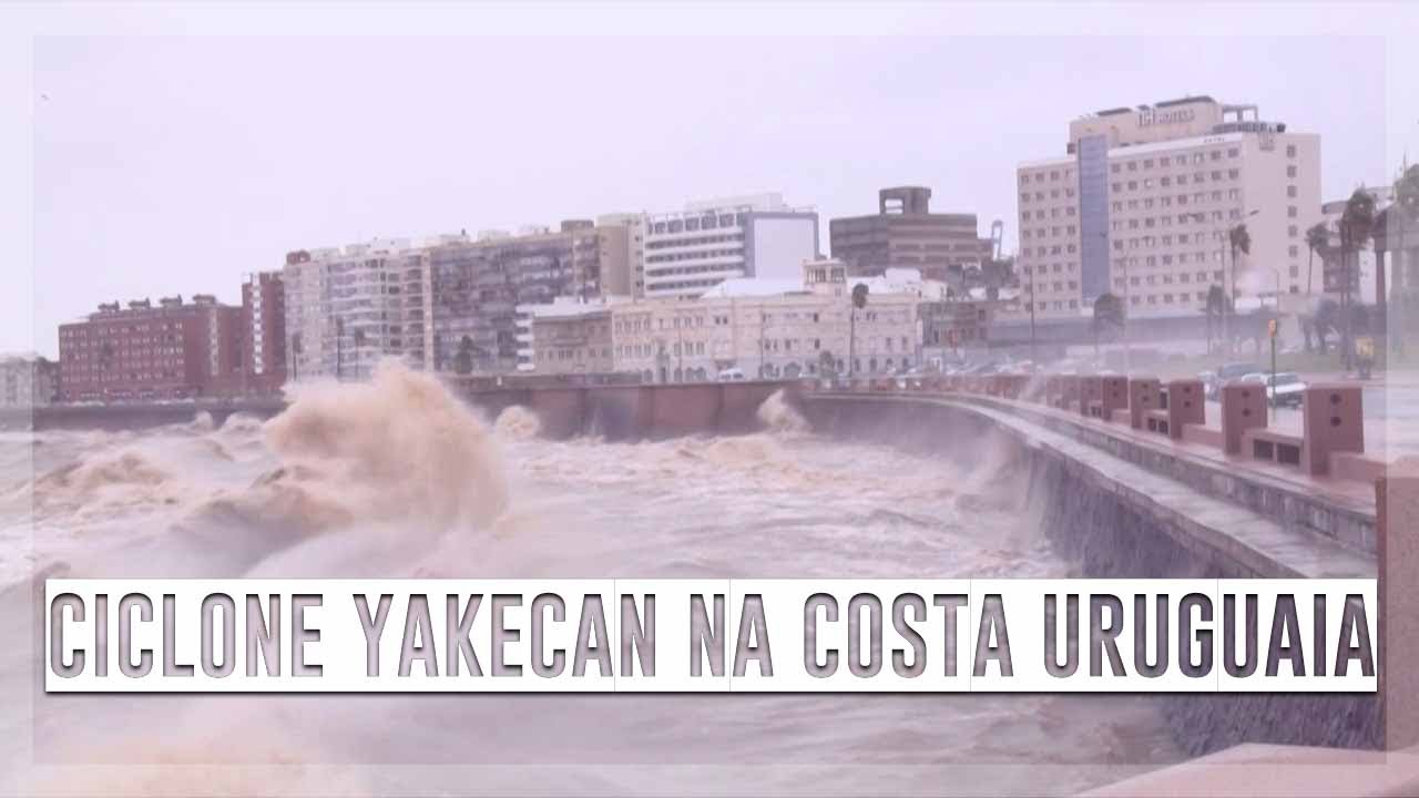Fortes ventos do ciclone Yakecan na costa do Uruguai