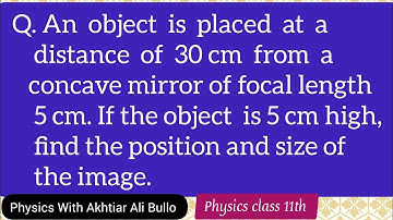 An object is placed at a distance of 30cm from a concave mirror of focal length 5cm.If the object