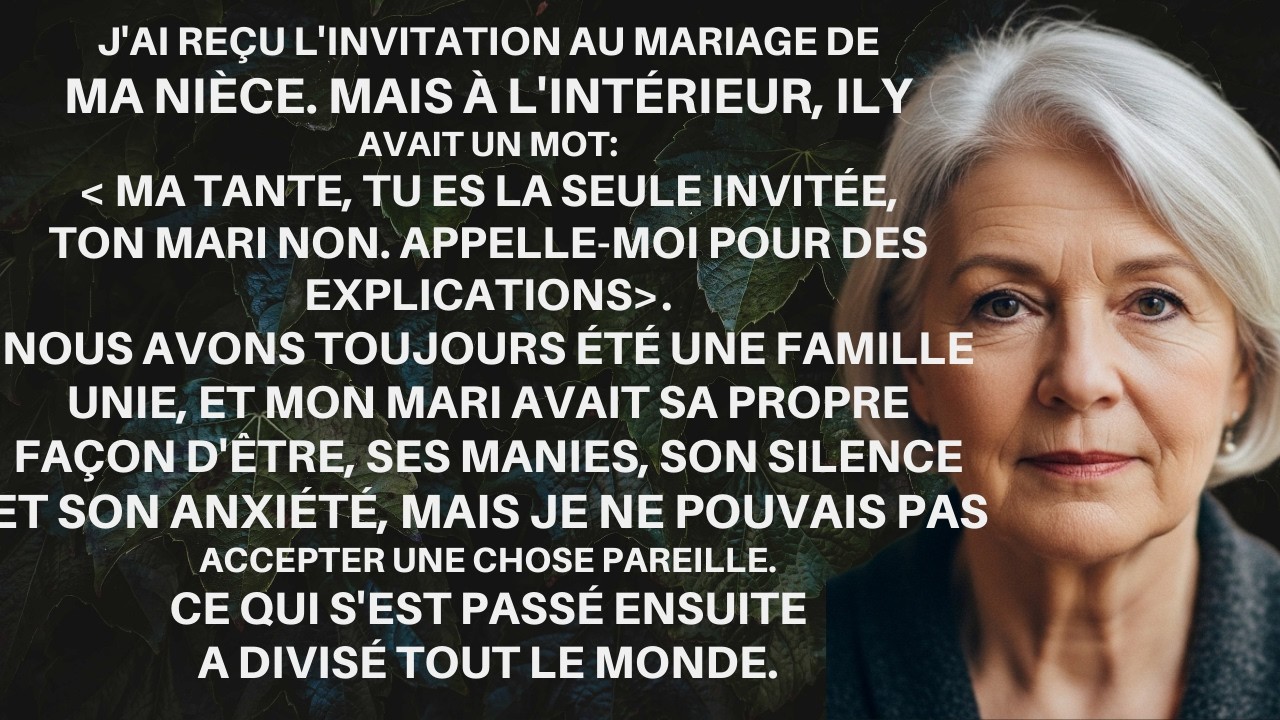 ＂Tante, tu es la seule invitée, pas ton mari＂ ： Le secret qui a déchiré ma famille