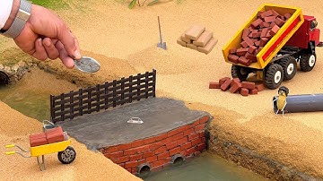 diy mini truck making bricks and home pipe bridge construction @sanocreator