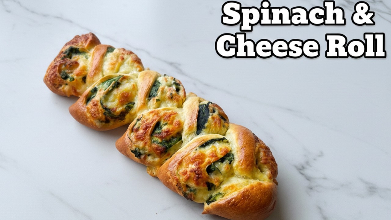 Soft Homemade Spinach & Mozzarella Bread Roll