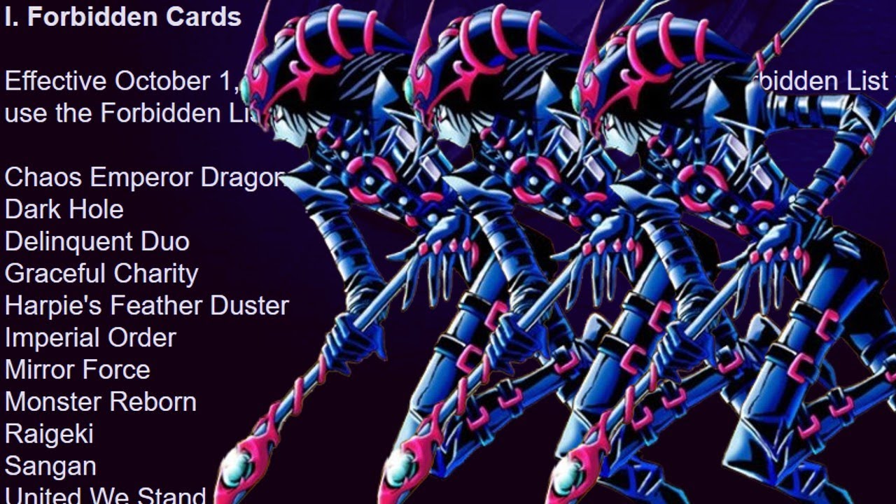 yugioh first banned card The forbidden/restricted cards of each mechanic  Yu-Gi-Oh! 8 Banned Cards That