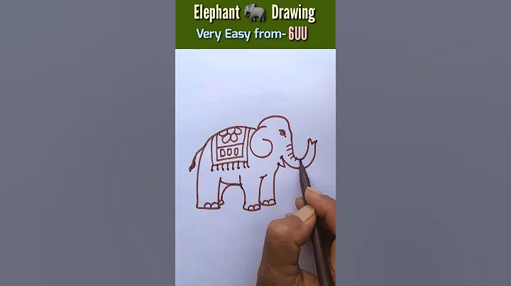 Elephant Drawing easy with 6UU 🐘 | How to draw Elephant #shorts #shortvideo #shortsfeed #viral #art