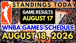 WNBA STANDINGS TODAY as of AUGUST 17 2026 NBA SCHEDULE AUGUST 18 2026