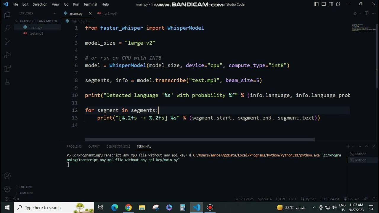 [ how to transcribe any mp3 file use Faster Whisper and python ...
