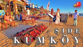 Side Kumköy Beach & Shopping 4K Walking Tour Türkiye