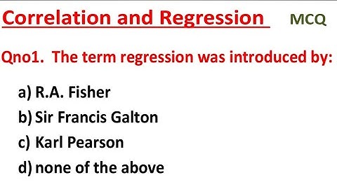 Correlation and Regression MCQ  Statistic MCQ series