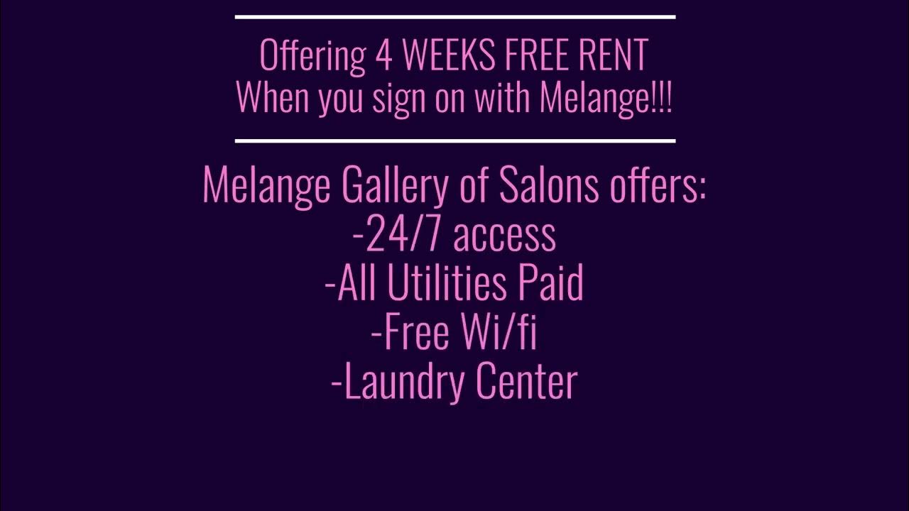 Melange Gallery of Salons has SUITES AVAILABLE! YouTube