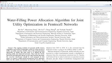 008 Water-Filling Power Allocation Algorithm for Joint Utility Optimization in Femtocell Networks