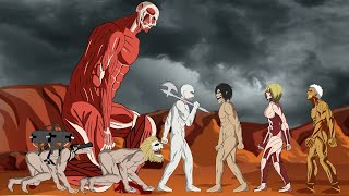 Eren Titan, Female Titan, Armored Vs Colossal Titan, Warhammer, Jaw & Cart Titan - Drawing Cartoon 2