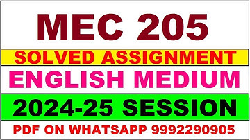 mec 205 solved assignment 2024-25 | mec 205 solved assignment in english 2025 | mec 205 2024-25
