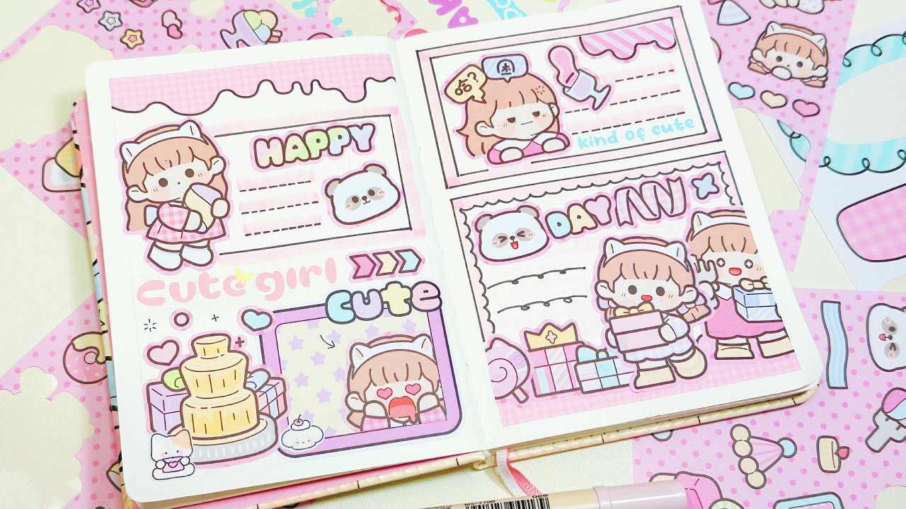 stickers journaling 🩷🩷cute kawaii sticker🌈 Immersive ASMR