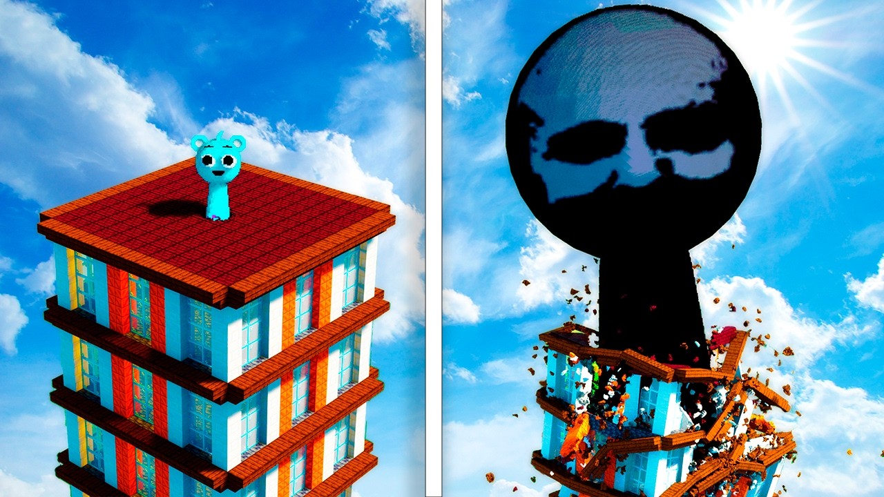 Can Big & Small SPRUNKI 3D Destroy a MINECRAFT Building?