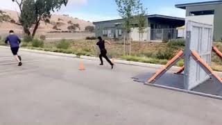Police physical agility 6ft chain wall.