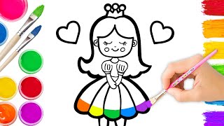 Drawing and Coloring princess | easy acrylic painting