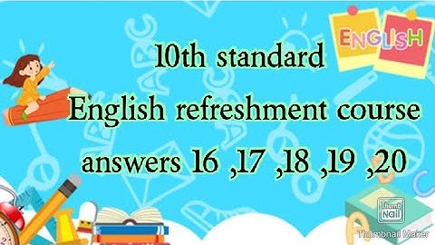 10th standard English refreshment course answers key 16,17,18,19,20