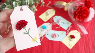 วิธีทำป้ายติดของขวัญ (ดอกคาร์เนชั่นกระดาษ) - DIY How to Make Gift Tags (Paper Carnation)