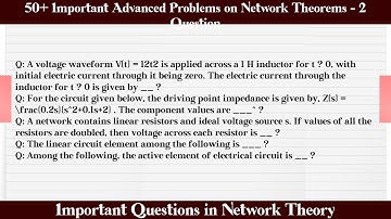 MCQ Questions Advanced Problems on Network Theorems - 2 with Answers