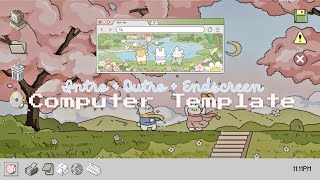 Aesthetic Bunny Cartoon Computer Login Intro+Outro+Endscreen Template | Free | Surrealhills.