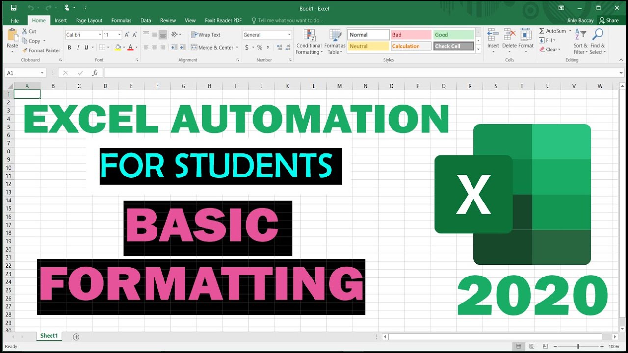 EXCEL AUTOMATION FOR STUDENTS PART 1: BASIC FORMATTING - YouTube