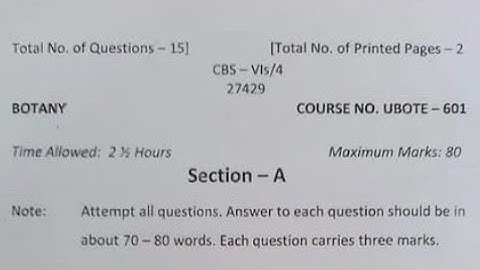6th semester botany previous years question papers||jammu University.