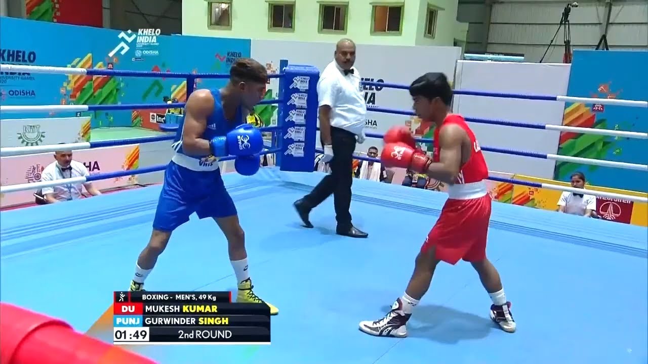 Boxing Men's Light fly (49 Kg) - MUKESH (DU) Vs GURWINDER (PUNJ) | Khelo India University Games 2020