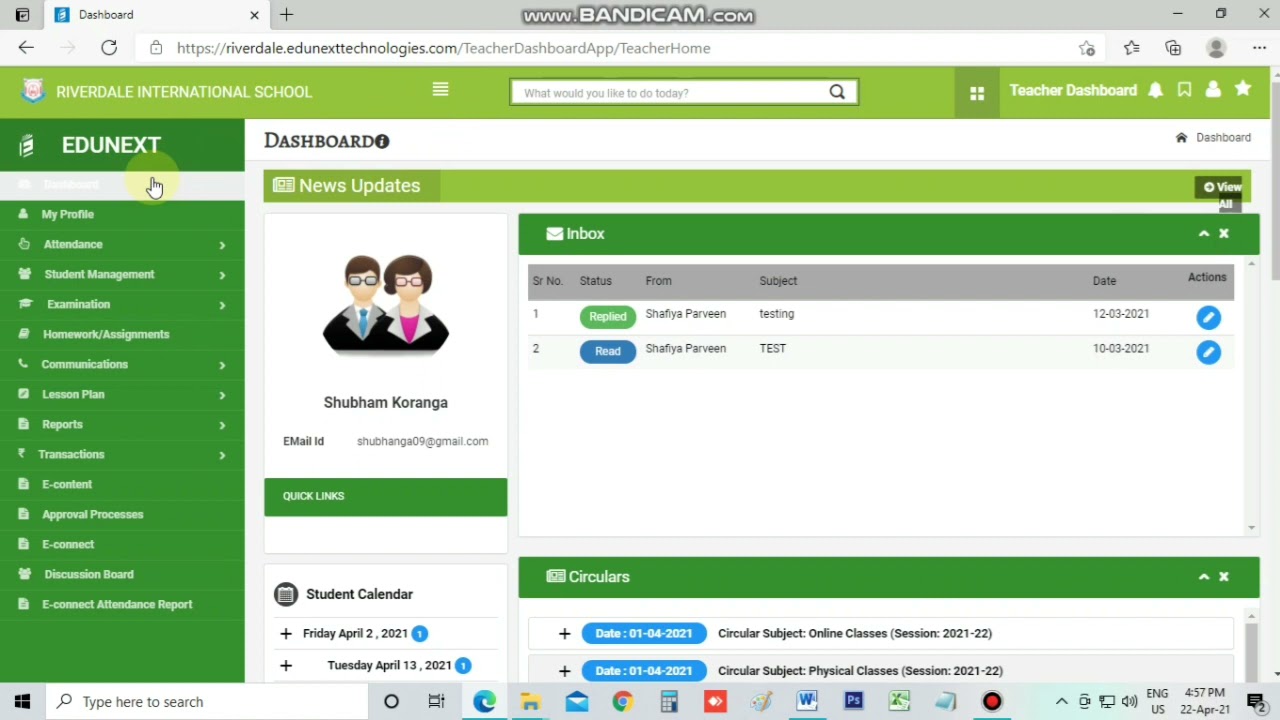 Mark Attendance through Edunext web portal