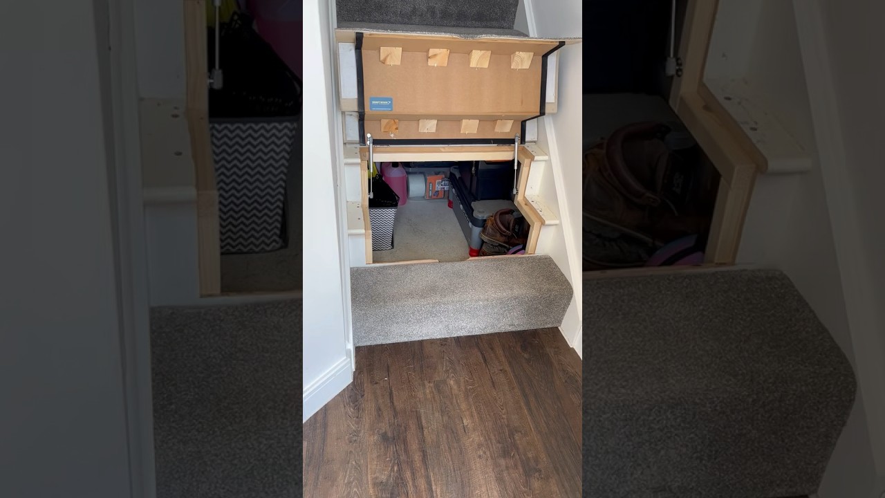 Hidden under stairs storage. Our lift up stairs designed for new builds 👍 