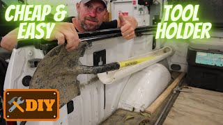 DIY Truck Bed Tool Holder // How to Make a Cheap & Easy Storage Rack for Shovels, etc // F150 Ford