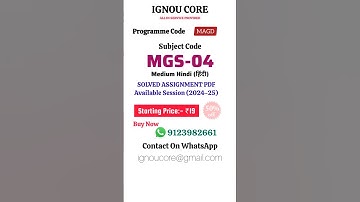 MGS 04 Solved Assignment PDF 2024-25 in Hindi, MAGD program MGS-04 Solved assignments