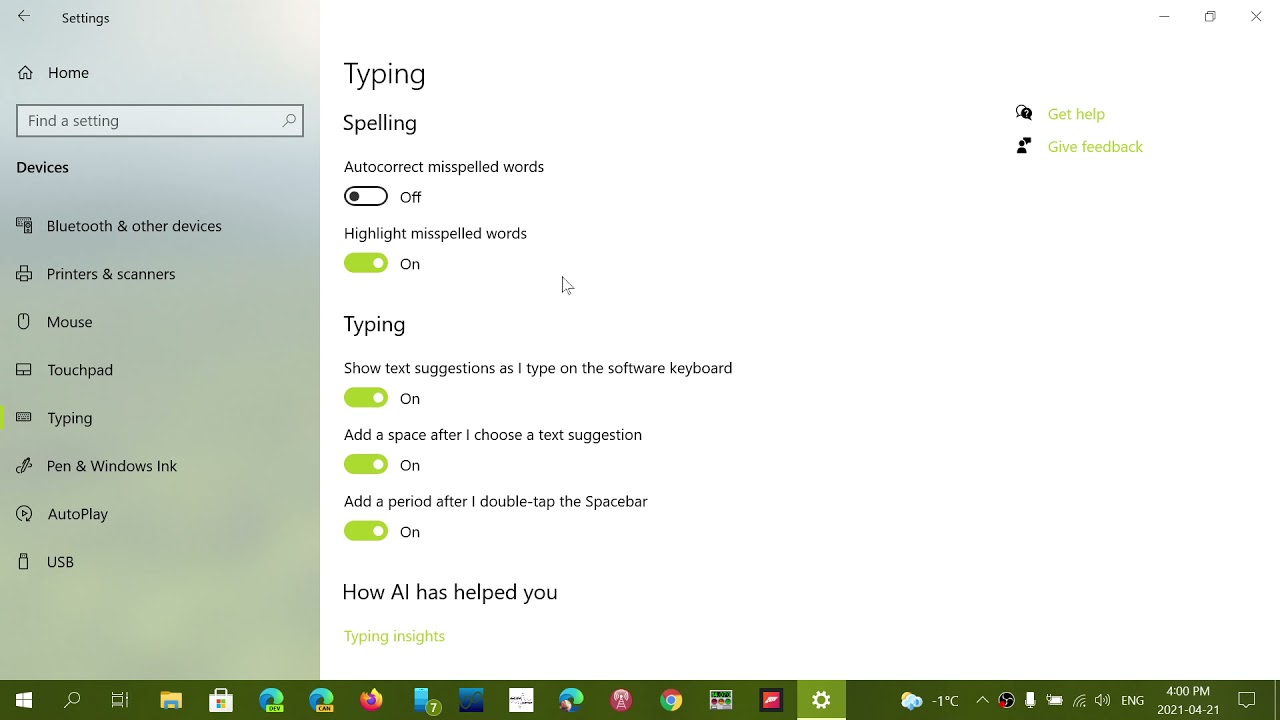 HOW TO turn off or on Autocorrect spell check in Windows 10 May October 2020 update 21H1 - YouTube