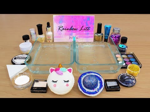 unicorn-vs-galaxy-glitter-mixing-makeup-eyeshadow-into-slime-special-series-116-satisfying-slime