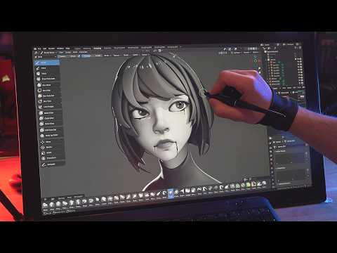 Sculpting a Girl in Blender - 3D Modeling Timelapse (Black and White)