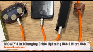 BROWEY 3 in 1 Charging Cable Lightning USB C Micro USB Review by AwkwardHamster 150 views 1 month ago 2 minutes, 2 seconds