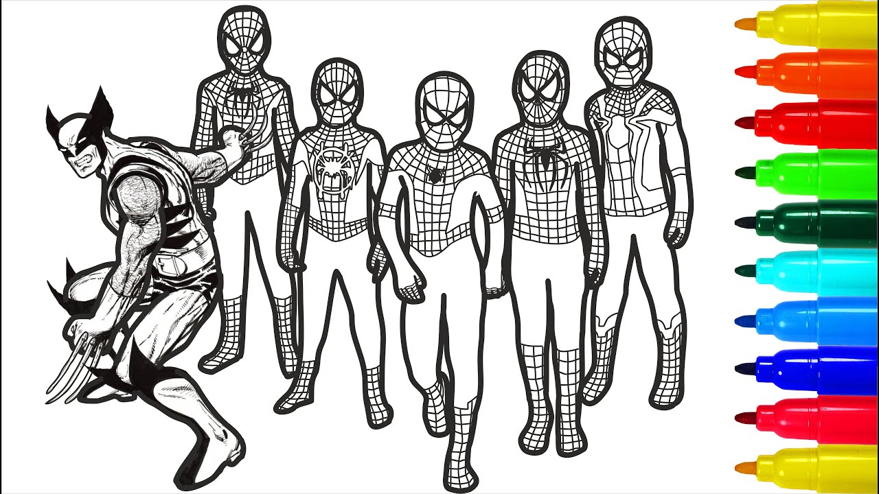 Superheroes Attack Spiderman Wolverine Coloring Pages @ABCDSurpriseTV