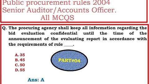PPRA RULES 2004 ALL MCQS|PART #04|For Senior Auditor |Accountant Accounts officer|#FPSC#fpsc